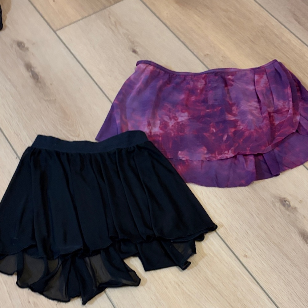 Capezio Black and Purple High-Low Skirt Set